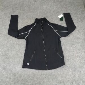 Ralph Lauren Track Jacket Womens Petite Small Black Full Zip Long Sleeve White E
